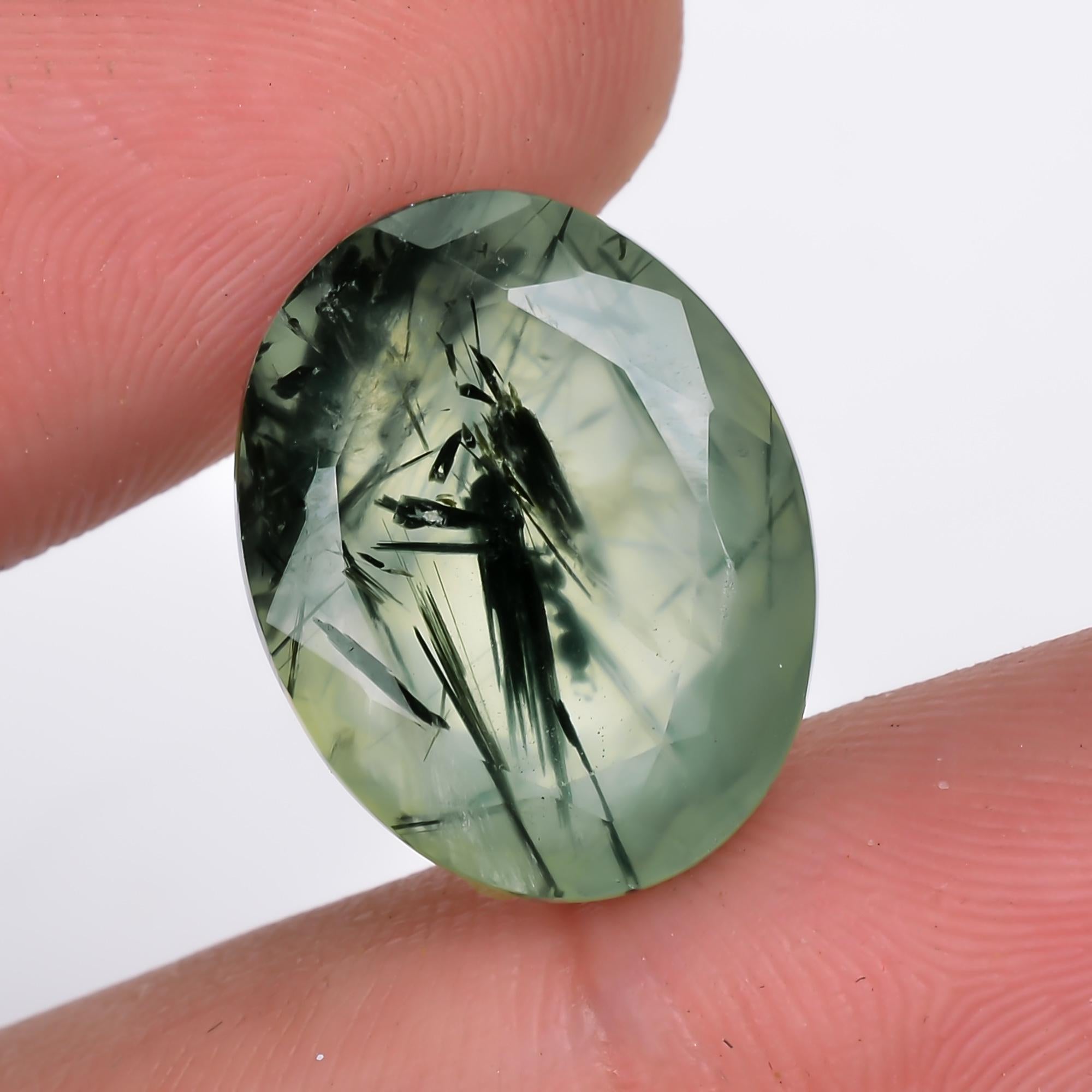 prehnite with epidote natural oval shape cut stone loose gemstone